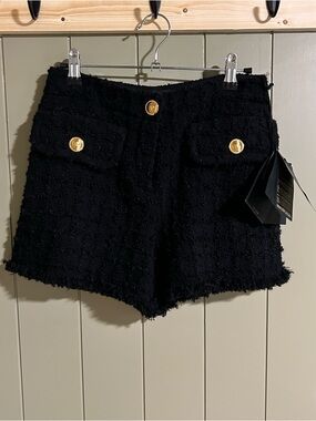 Versace Black Tweed Shorts Sz 36